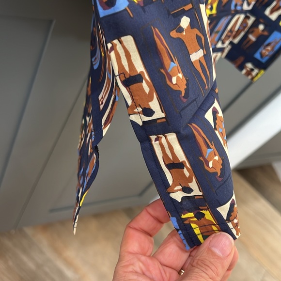 NWT{Tracy Negoshian}Sz L Blue/Yellow Swimsuit Cover Up w/Sun bathers - Picture 6 of 6